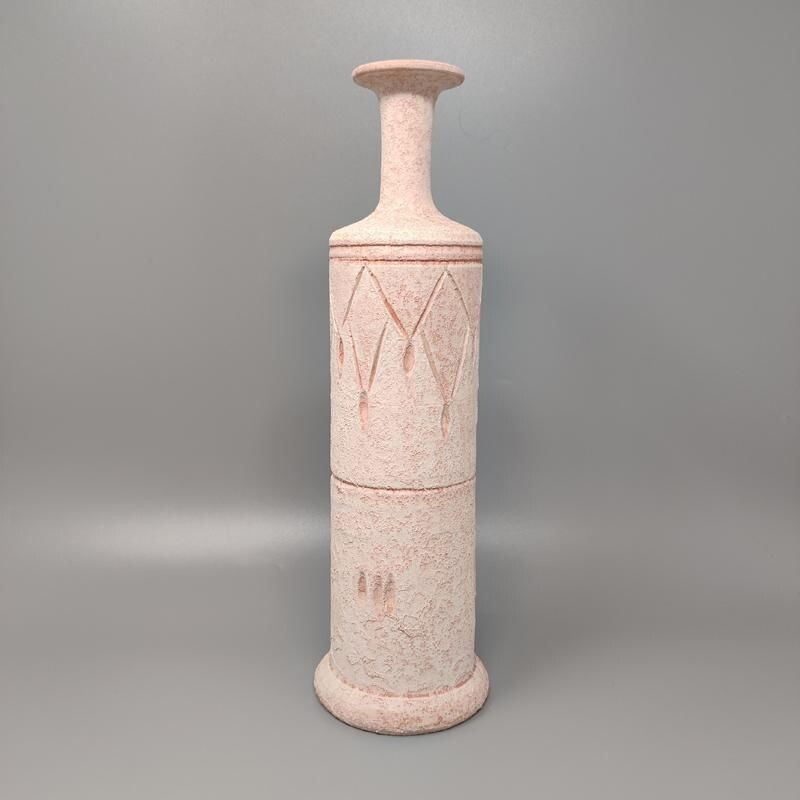 Coppia di vasi vintage in ceramica rosa, Italia 1970