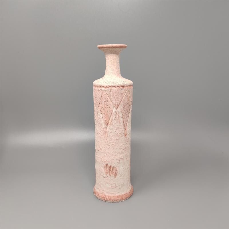 Paire de vases vintage en céramique couleur rose, Italie 1970
