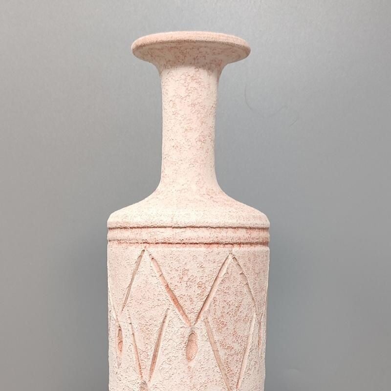 Pair of vintage ceramic vases in pink color, Italy 1970