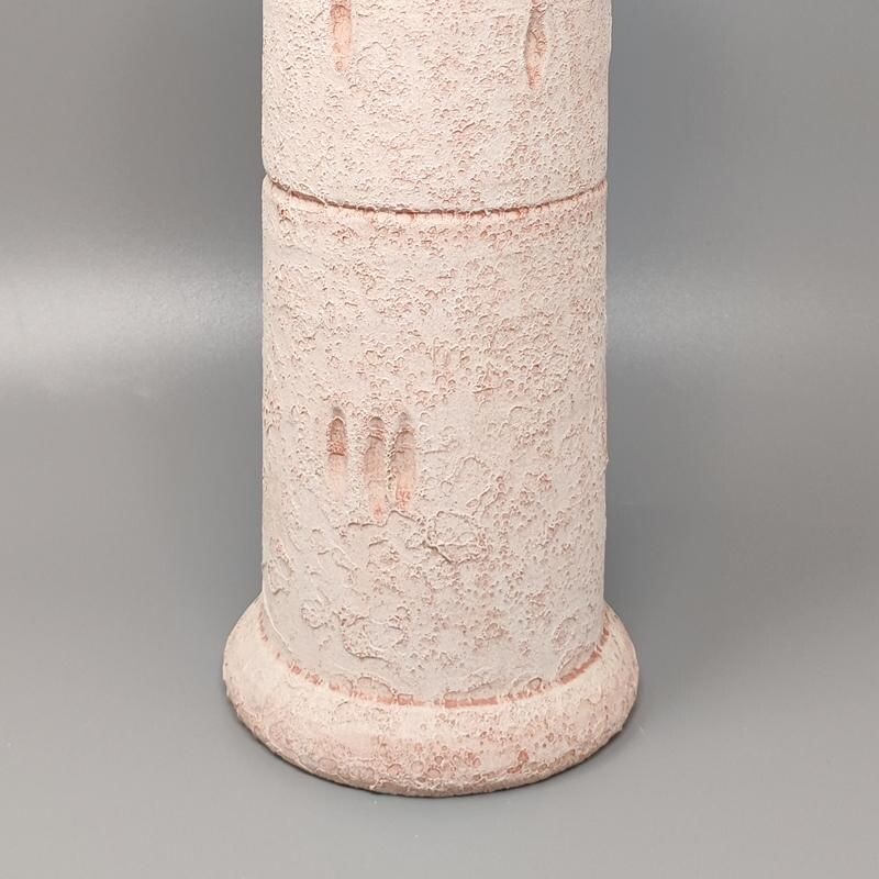 Paire de vases vintage en céramique couleur rose, Italie 1970