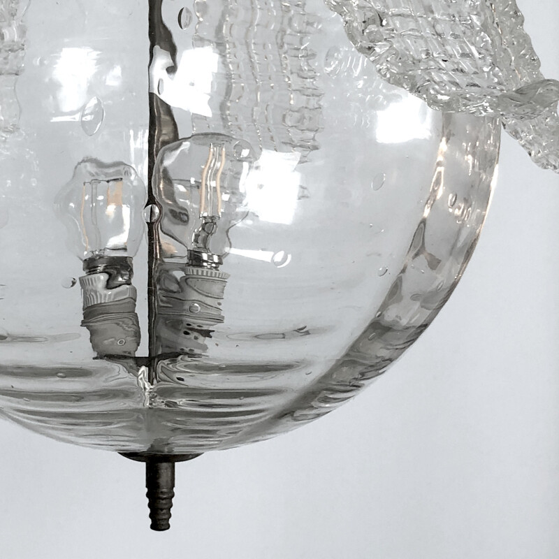 Mid-century Murano glass clear pendant lamp by Barovier, 1940s