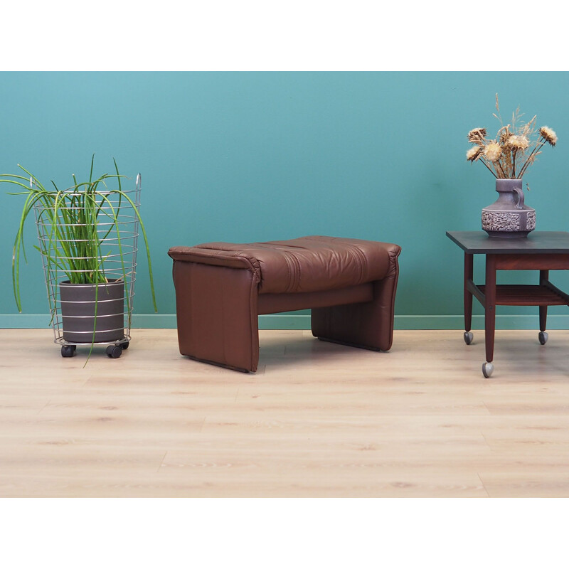 Leather vintage pouf, Denmark 1970s