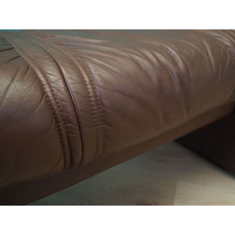 Leather vintage pouf, Denmark 1970s