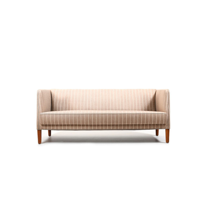 Vintage-Dreisitzersofa in grau-beigem Wollstoff von Hans Wegner für Johannes Hansen, Dänemark 1950