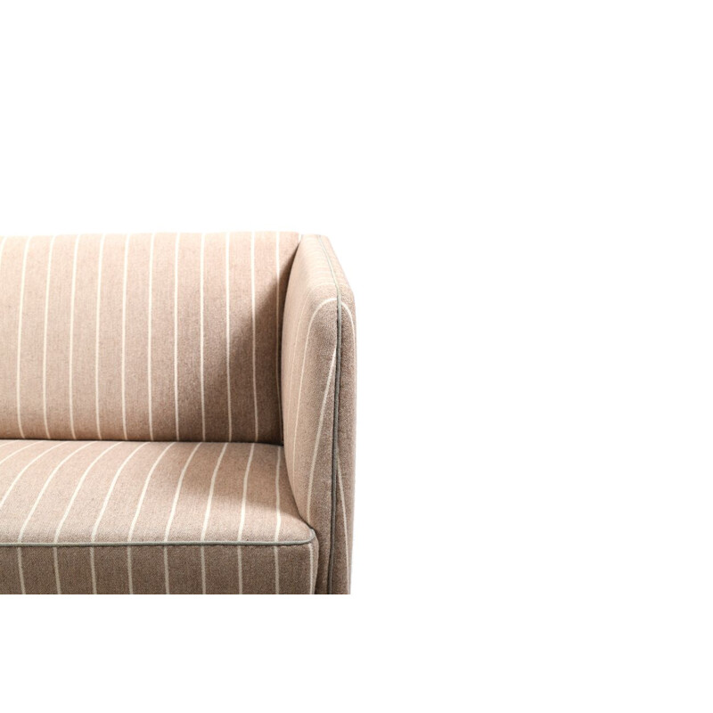 Vintage greybeige wool fabric three-seater sofa by Hans Wegner for Johannes Hansen, Denmark 1950s