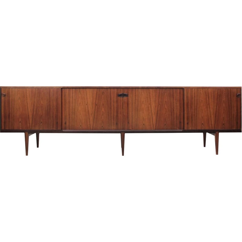 Scandinavian vintage sideboard in Rio rosewood with 4 sliding doors