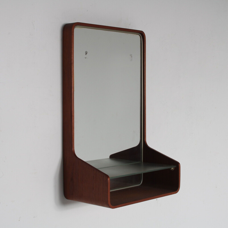 Mid century "Euroika" teak mirror by Friso Kramer for Auping, Netherlands 1950s