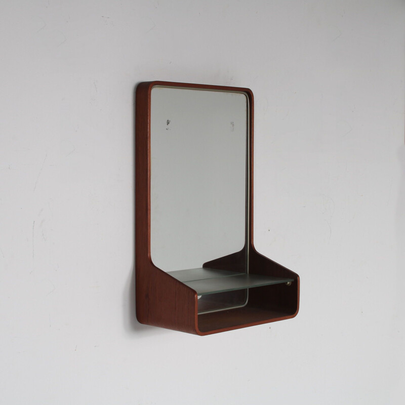 Mid century "Euroika" teak mirror by Friso Kramer for Auping, Netherlands 1950s