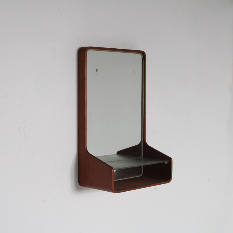 Miroir vintage "Euroika" en teck par Friso Kramer pour Auping, Pays-Bas 1950