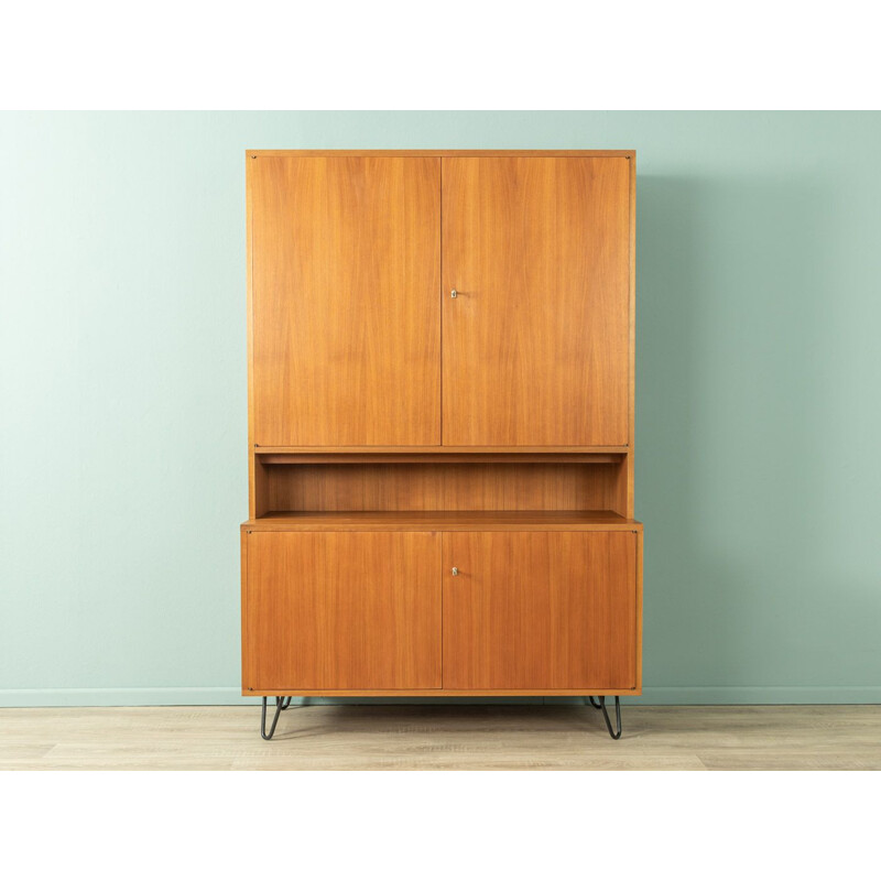 Vintage notenhouten bureau met vier deuren, Duitsland 1960