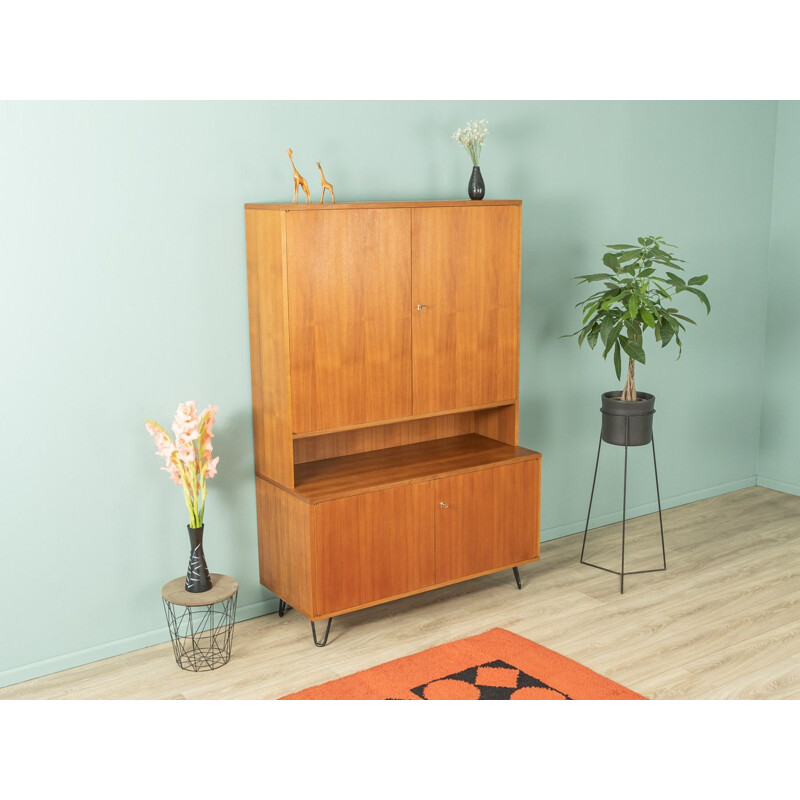 Vintage walnut desk with four doors, Germany 1960