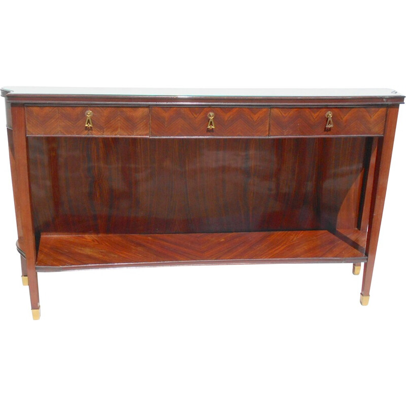 Italian console table in mahogany and brass - 1950s