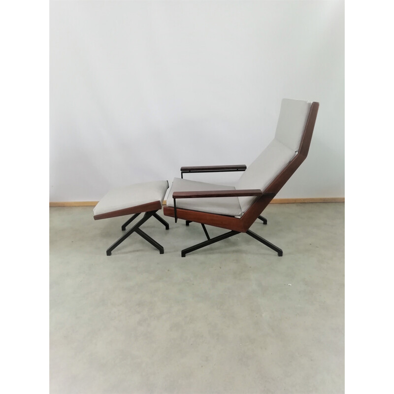 Vintage "Lotus" lounge chair with ottoman by Rob Parry for Gelderland, 1950s