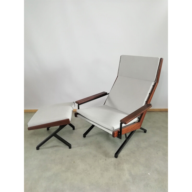 Vintage "Lotus" lounge chair with ottoman by Rob Parry for Gelderland, 1950s