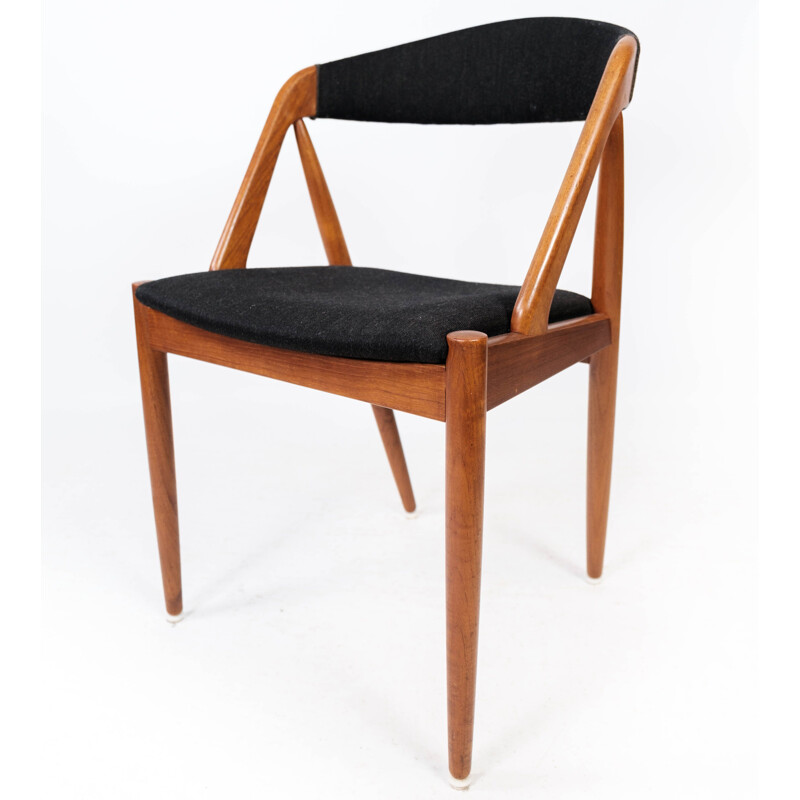Vintage teak and black fabric dining chair model 31 by Kai Kristiansen for Schou Andersen, 1960s