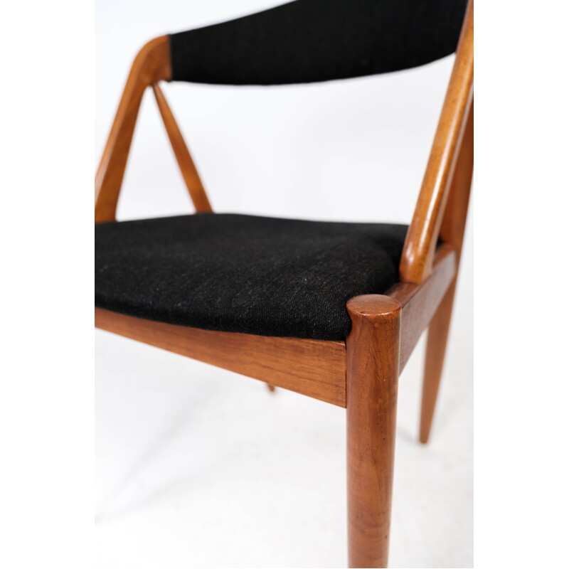 Chaise vintage en teck et tissu noir modèle 31 par Kai Kristiansen pour Schou Andersen, 1960