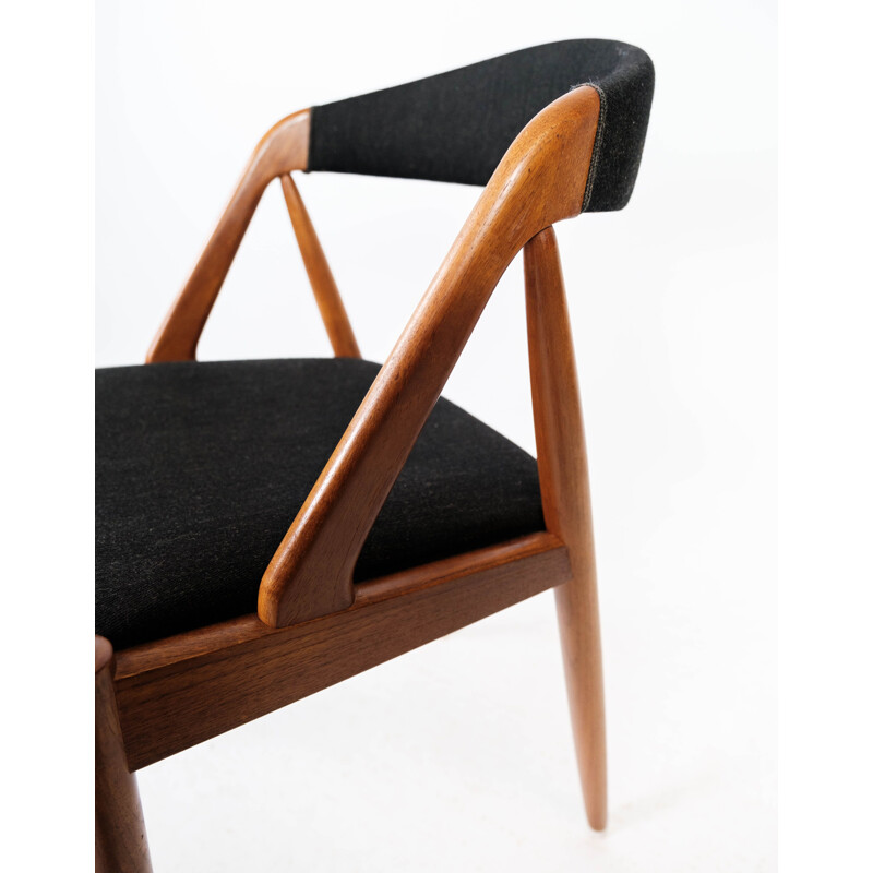 Vintage teak and black fabric dining chair model 31 by Kai Kristiansen for Schou Andersen, 1960s