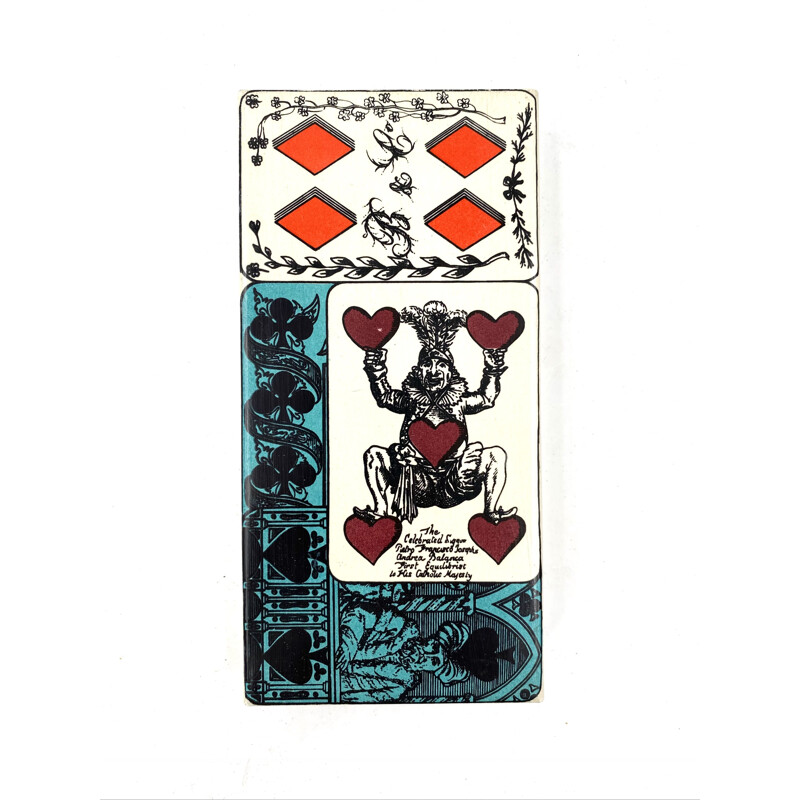 Boîte de jeux de cartes vintage par Piero Fornasetti pour Milan, Italie 1950