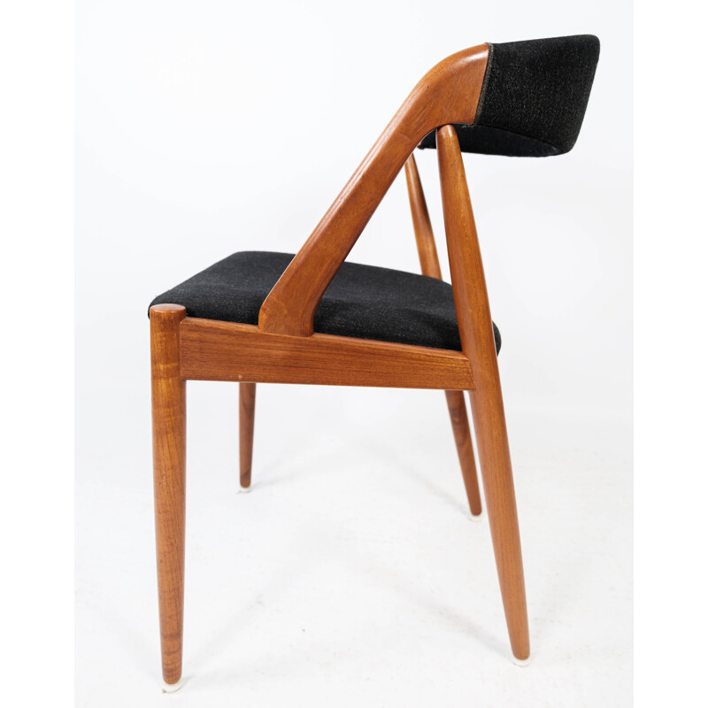 Vintage teak and black fabric dining chair model 31 by Kai Kristiansen for Schou Andersen, 1960s