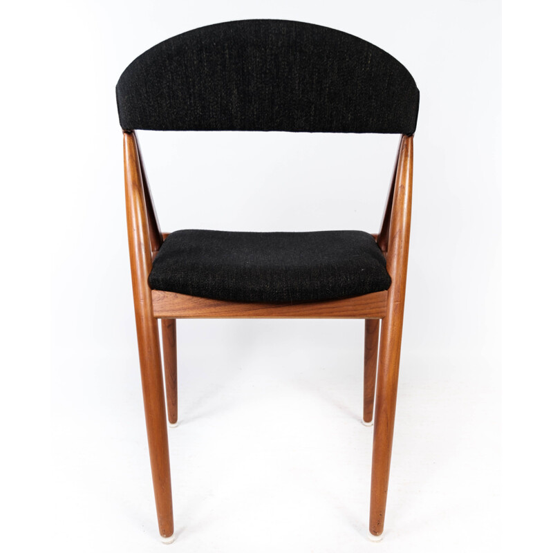 Vintage teak and black fabric dining chair model 31 by Kai Kristiansen for Schou Andersen, 1960s