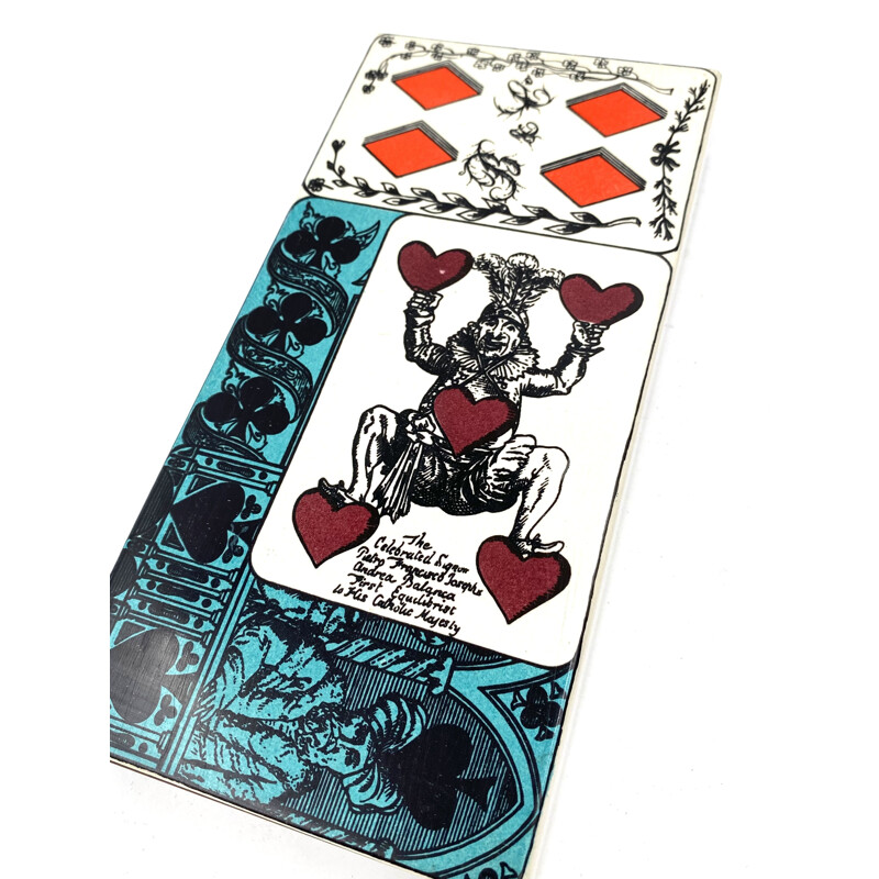 Boîte de jeux de cartes vintage par Piero Fornasetti pour Milan, Italie 1950