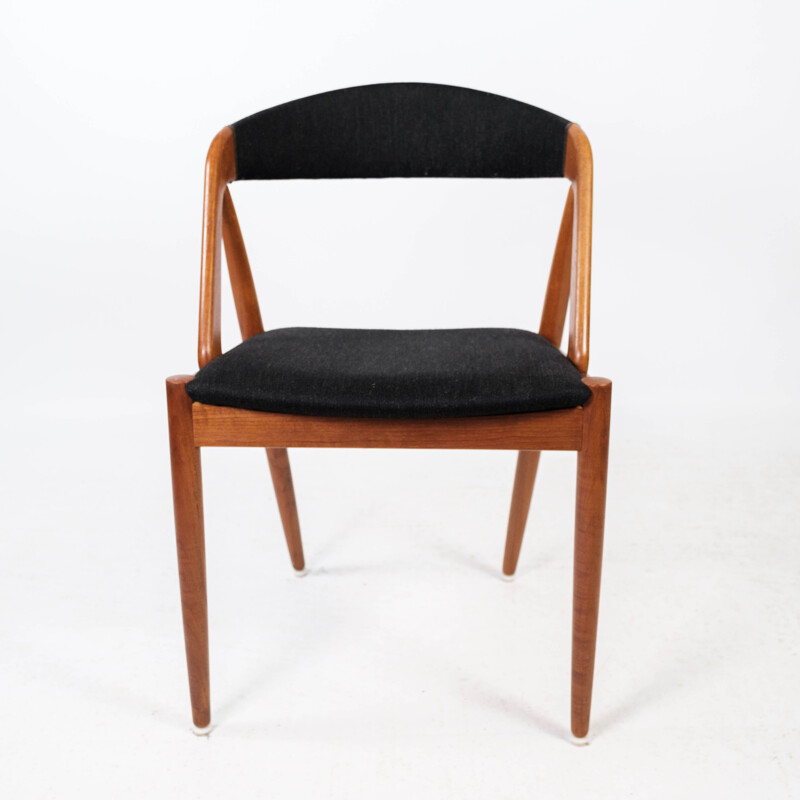 Chaise vintage en teck et tissu noir modèle 31 par Kai Kristiansen pour Schou Andersen, 1960