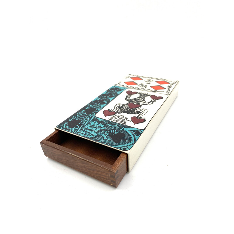 Vintage playing cards decks box by Piero Fornasetti for Milan, Italy 1950s