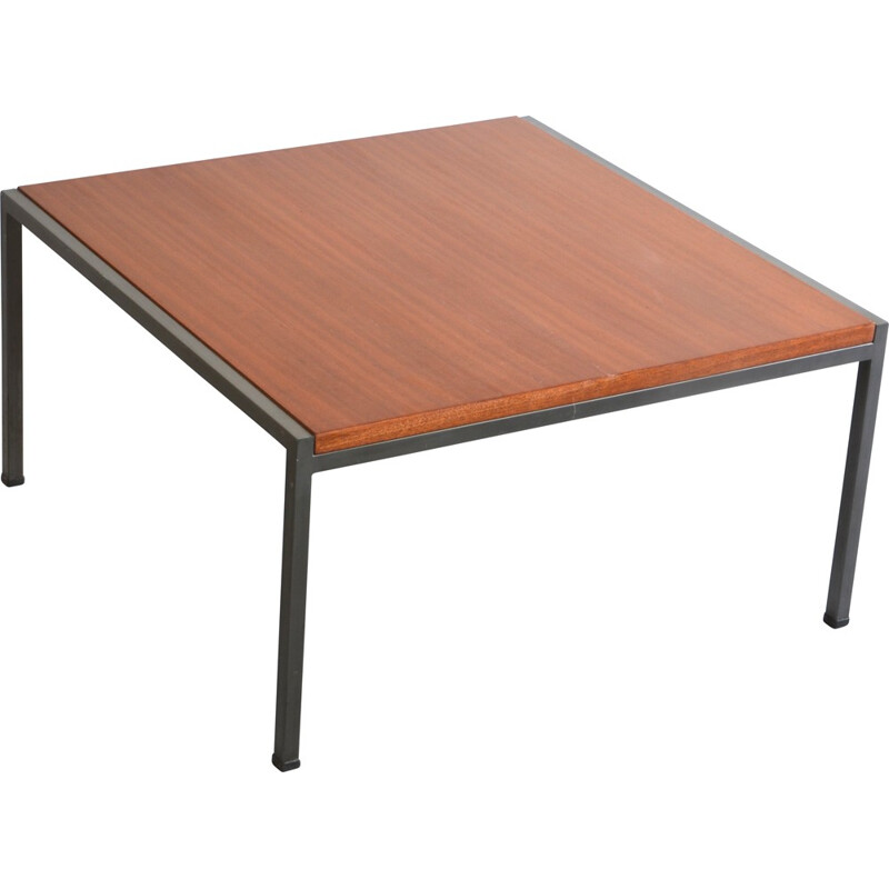 French EFA coffee table in mahogany and metal, Georges FRYDMAN - 1960s