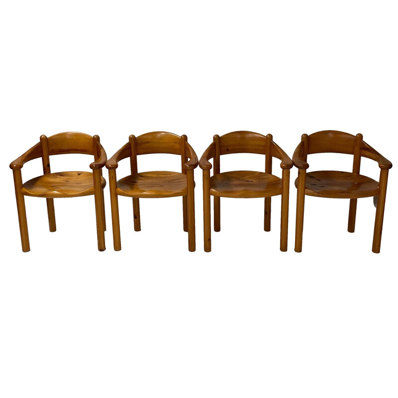 Set of 4 Danish vintage dining chairs with armrests by Rainer Daumiller for Hirtshals Sawmill, 1960s