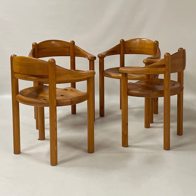 Set of 4 Danish vintage dining chairs with armrests by Rainer Daumiller for Hirtshals Sawmill, 1960s