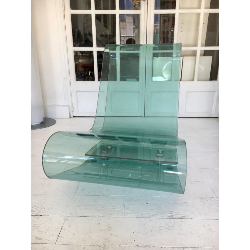 "LCP" vintage armchair in a single sheet of transparent methacrylate by Marteen Van Severen for Kartell
