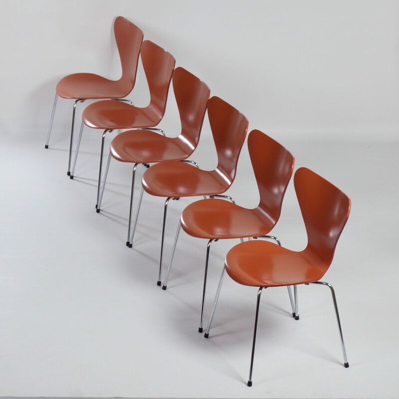 Set of 6 vintage butterfly chairs by Arne Jacobsen for Fritz Hansen, 1970s