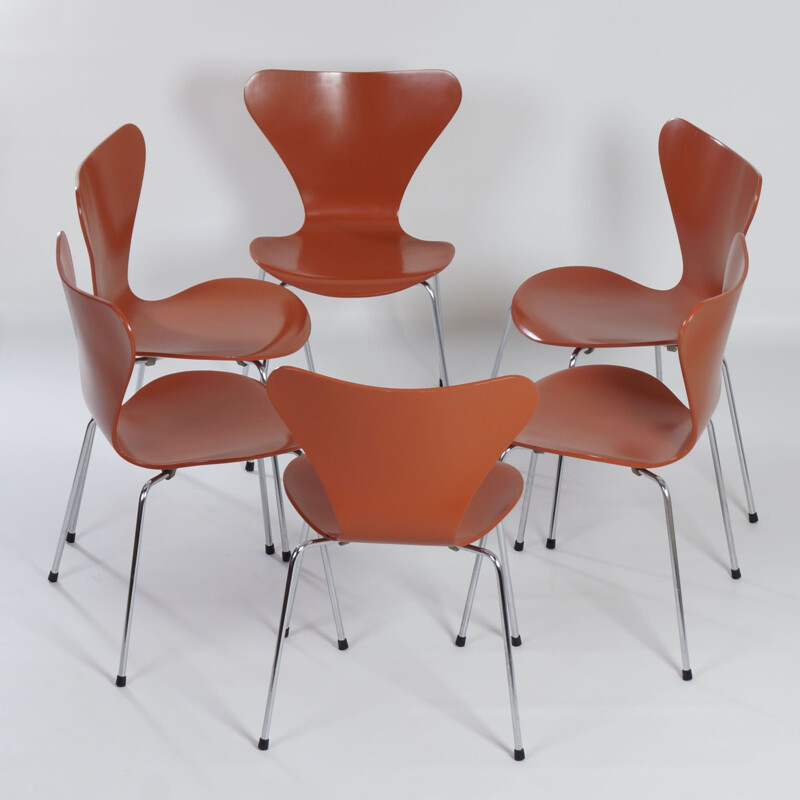Set of 6 vintage butterfly chairs by Arne Jacobsen for Fritz Hansen, 1970s