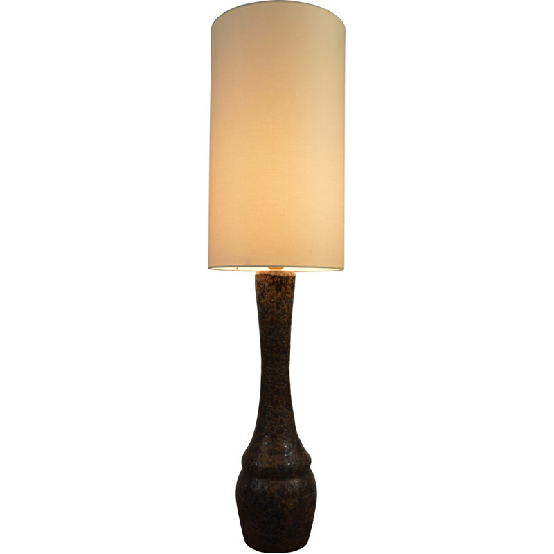 Grande lampe de table en céramique brun - 1950