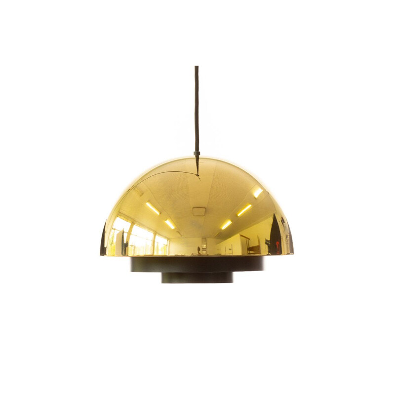 Lámpara vintage central dorada de Jo Hammerborg para Fog and Morup, Dinamarca 1960