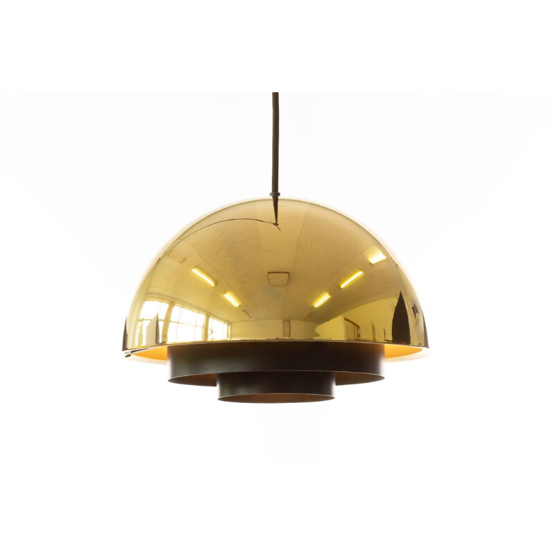 Vintage gold plated middle lamp by Jo Hammerborg for Fog and Morup, Denmark 1960