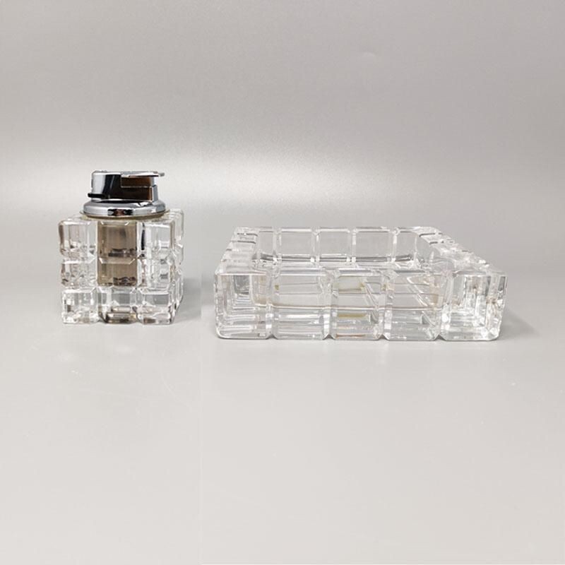 Vintage to smoke set in crystal by Kristall Krisla, Italy 1970s