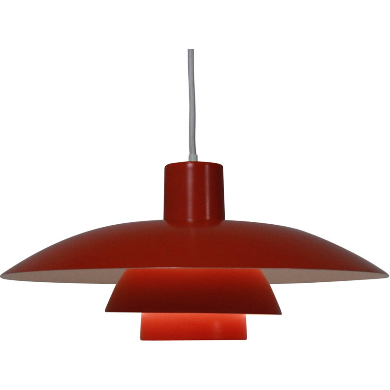 Louis Poulsen red hanging lamp in metal, P.HENNINGSEN - 1960s