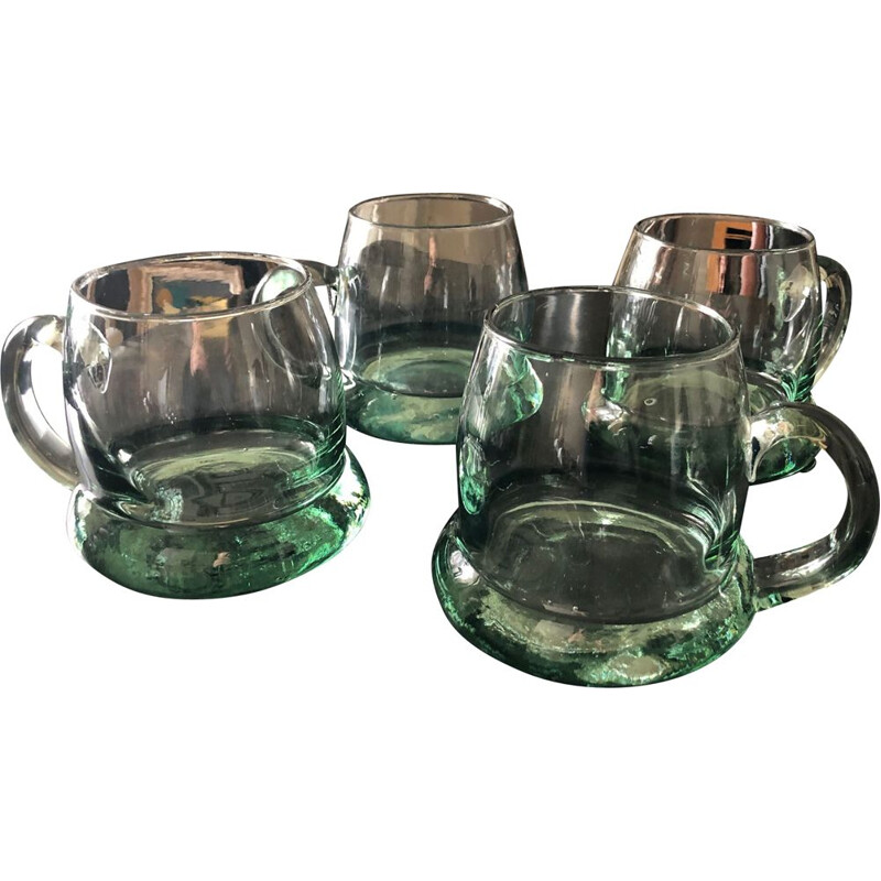 Lot de 4 chopes vintage en verre, 1970