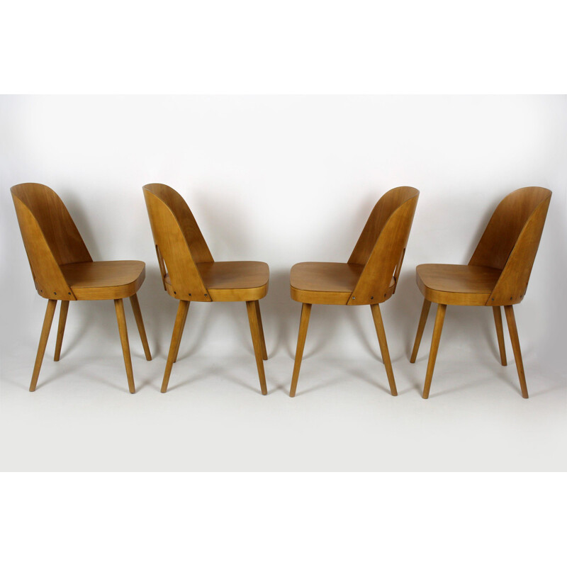 Set of 4 vintage wooden chairs by Oswald Haerdtl for TON, Czechoslovakia 1960s