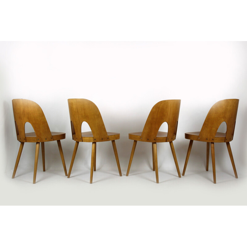 Set of 4 vintage wooden chairs by Oswald Haerdtl for TON, Czechoslovakia 1960s