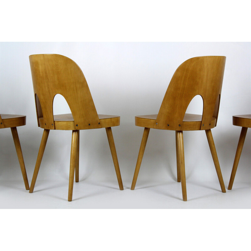 Set of 4 vintage wooden chairs by Oswald Haerdtl for TON, Czechoslovakia 1960s