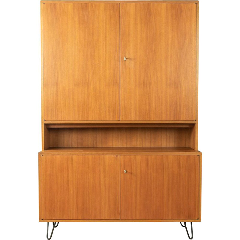 Vintage walnut desk with four doors, Germany 1960