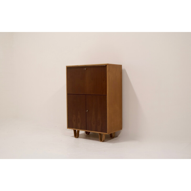 Dutch Pastoe "CB07" secretary desk in birchwood and teck, Cees BRAAKMAN - 1950s