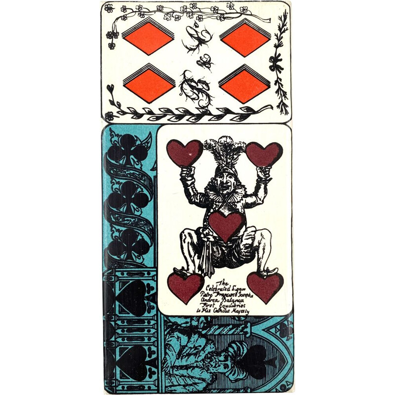 Vintage playing cards decks box by Piero Fornasetti for Milan, Italy 1950s