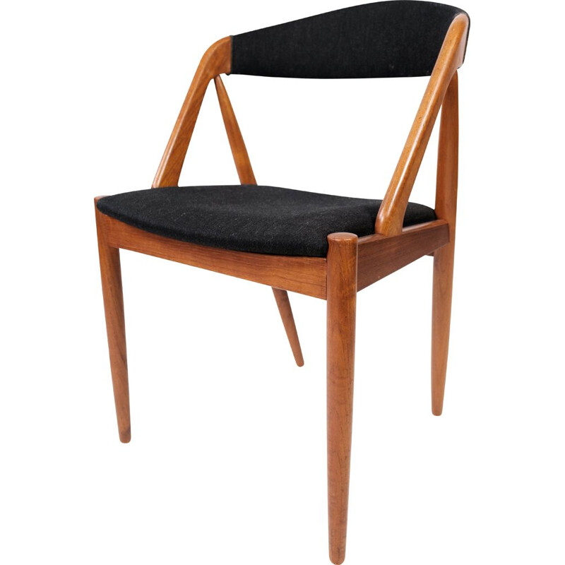 Vintage teak and black fabric dining chair model 31 by Kai Kristiansen for Schou Andersen, 1960s