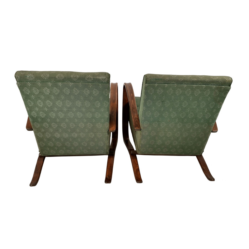 Pair of vintage H 269 armchairs by Jindřich Halabala, Czech Republic 1930s