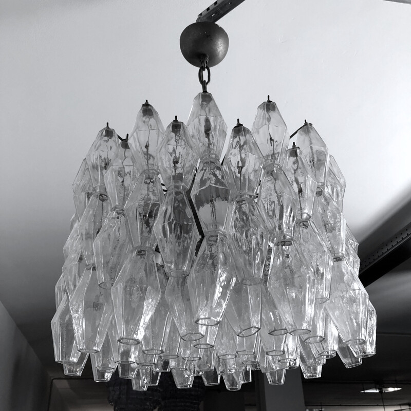 Mid century Poliedri glass chandelier by Carlo Scarpa for Venini, Italy 1960s