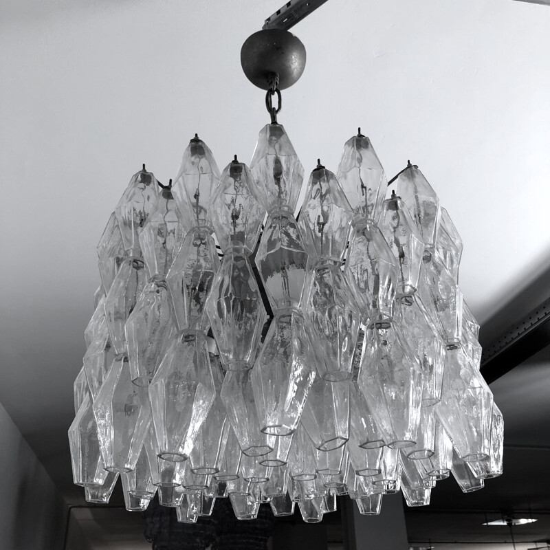 Lámpara de cristal Poliedri vintage de Carlo Scarpa para Venini, Italia 1960