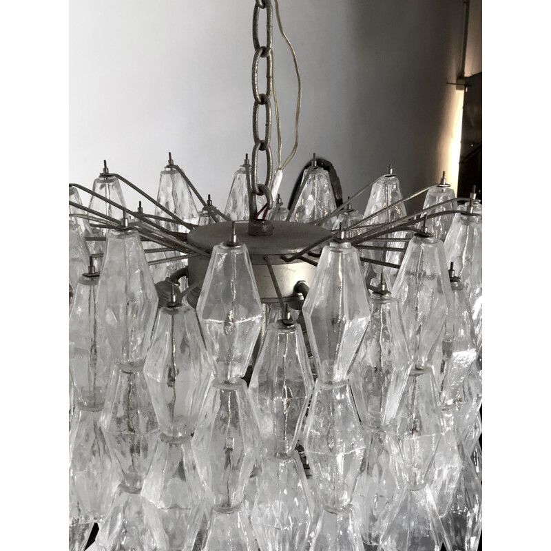 Mid century Poliedri glass chandelier by Carlo Scarpa for Venini, Italy 1960s